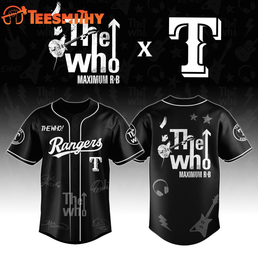 Texas Rangers The Who The Song Is Over North American Farewell Tour Baseball Jersey Texas Rangers The Who The Song Is Over North American Farewell Tour Baseball Jersey