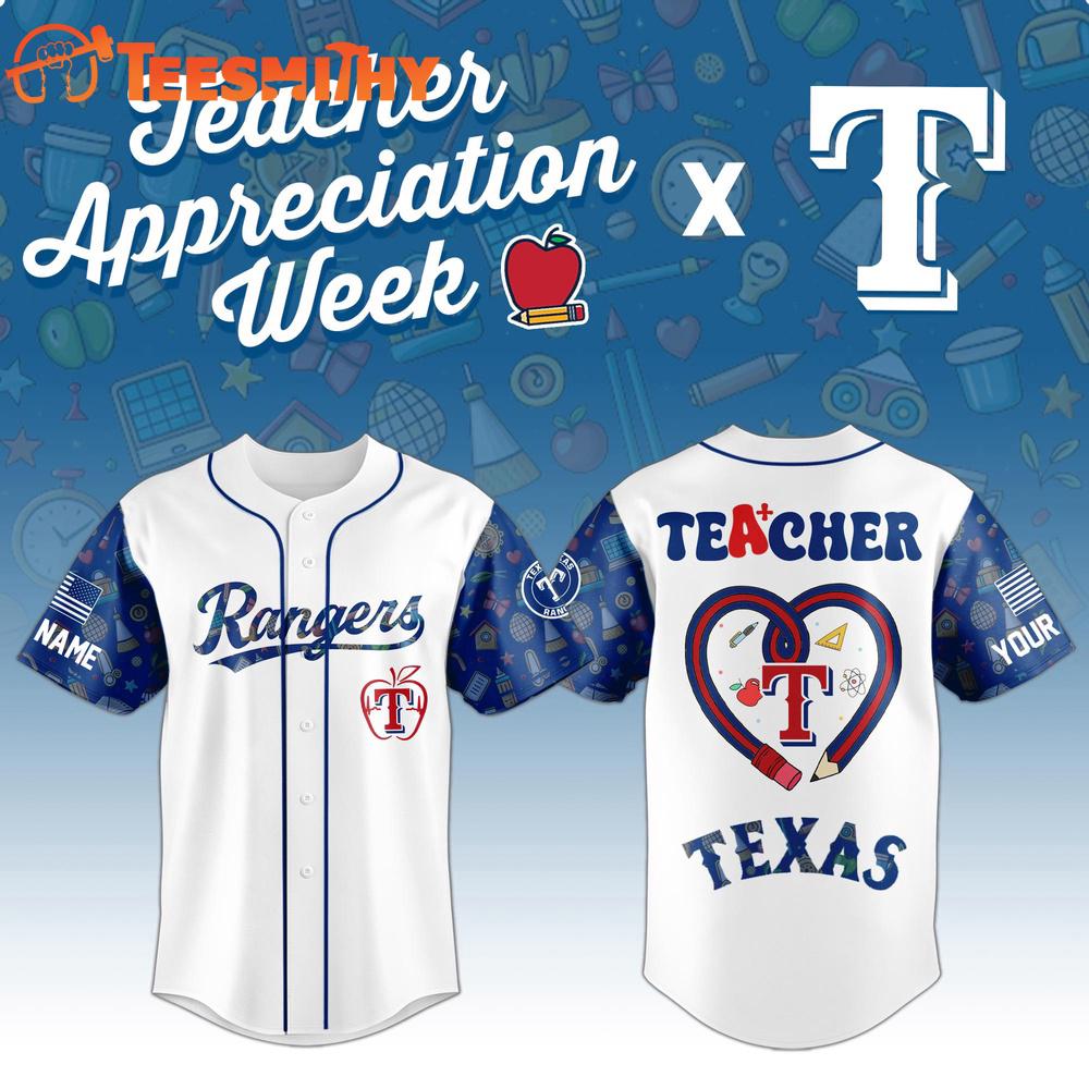 Texas Rangers x Teacher Appreciation Custom Baseball Jersey