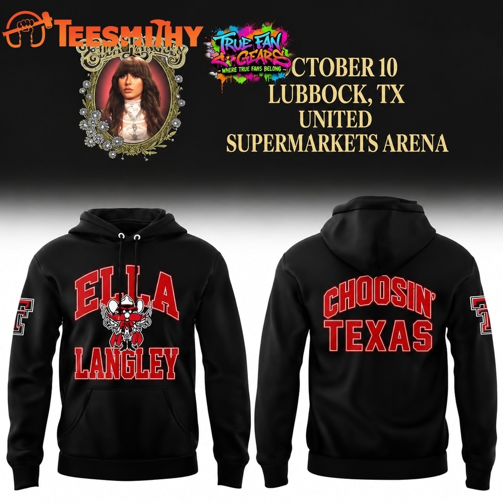 Texas Tech Red Raiders x Ella Langley Choosin Texas The Dandelion Tour 2026 Black Hoodie