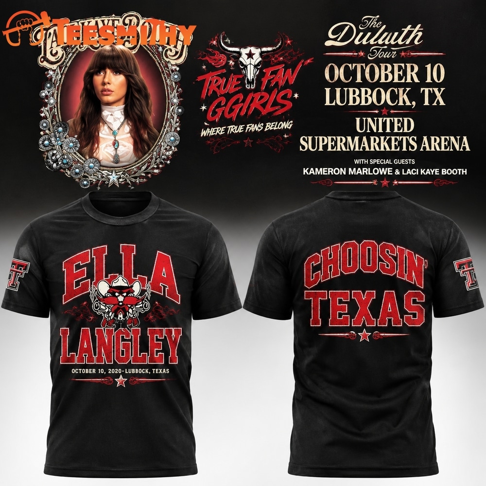 Texas Tech Red Raiders x Ella Langley Choosin Texas The Dandelion Tour 2026 Black T Shirt