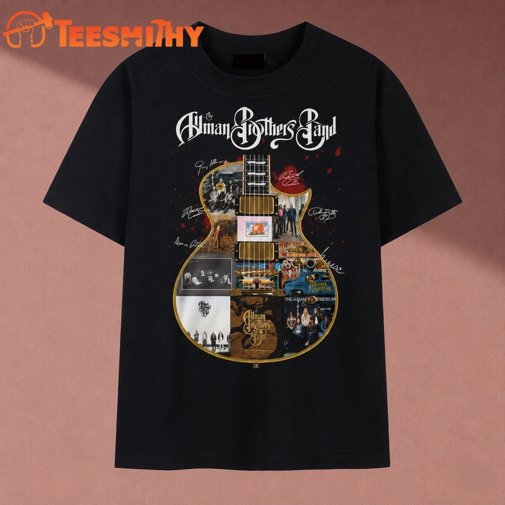 The Allman Brothers Band Guitar Album Collage Signatures Vintage T Shirt