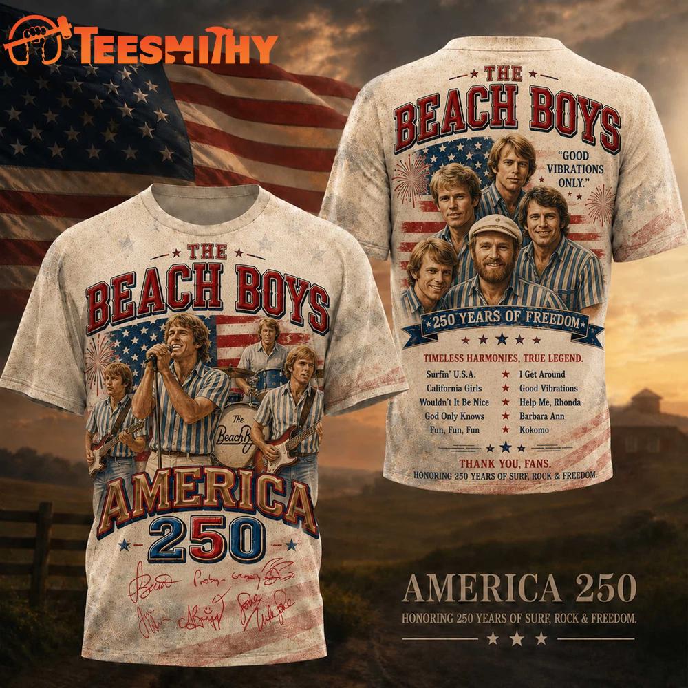The Beach Boys Graphic Signature Music America 250 Years 3D Shirt