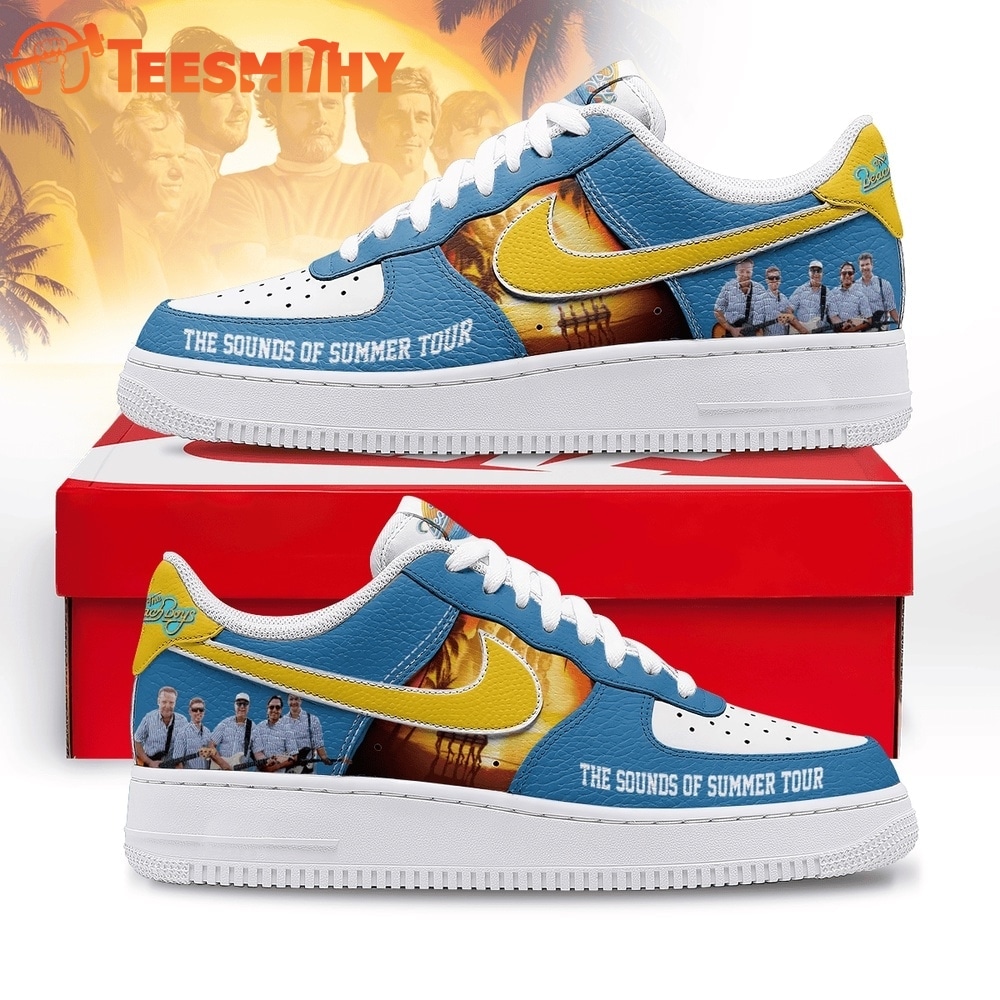 The Beach Boys Sounds Of Summer Tour Tropical Blue & Yellow Rock Graphic Air Force 1 Shoes