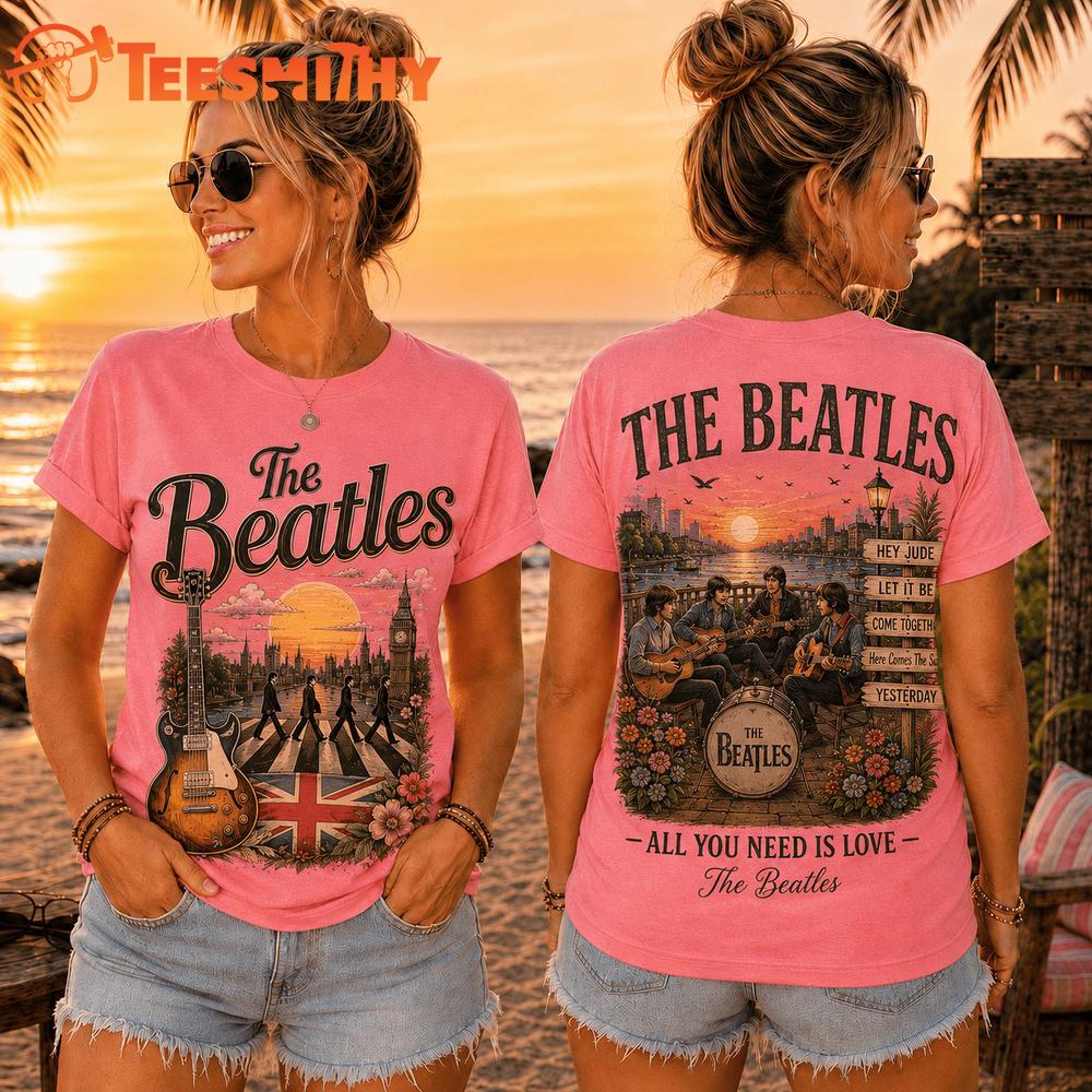 The Beatles Retro Sunset Music 3D T-Shirt