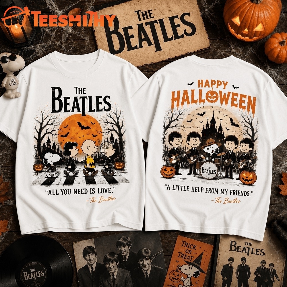 The Beatles x Snoopy Peanuts Happy Halloween All You Need Is Love 3D Shirt
