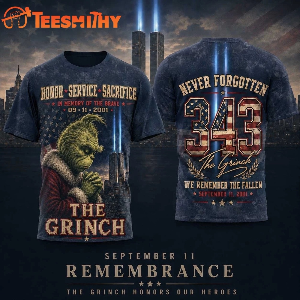 The Grinch 911 Tribute Twin Towers 343 Number 3D Shirt