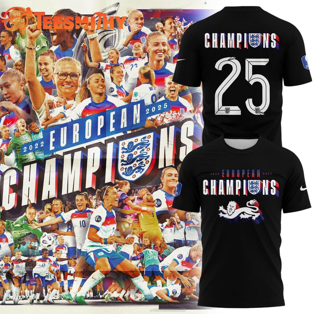 The Lionesses 2025 Champions UEFA European Women’s Championship Black Shirt