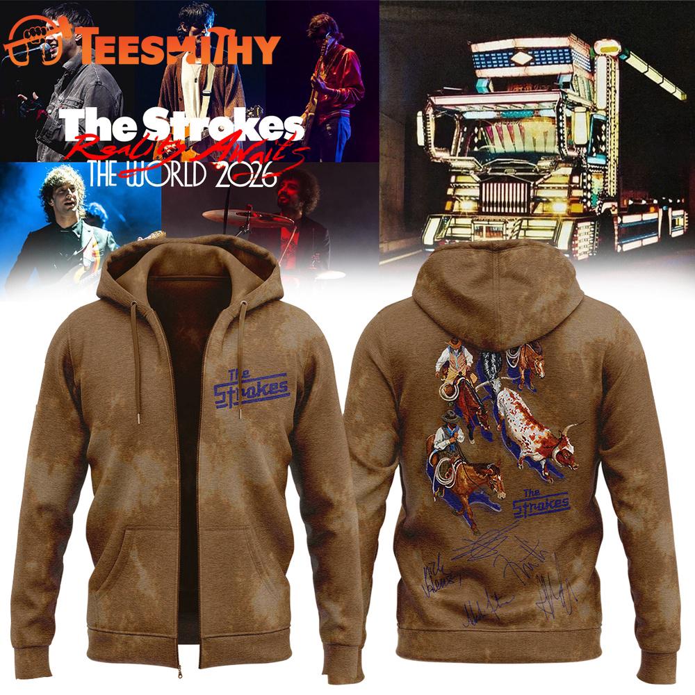 The Strokes Reality Awaits World Tour 2026 Limited Edition Signature Zip Hoodie