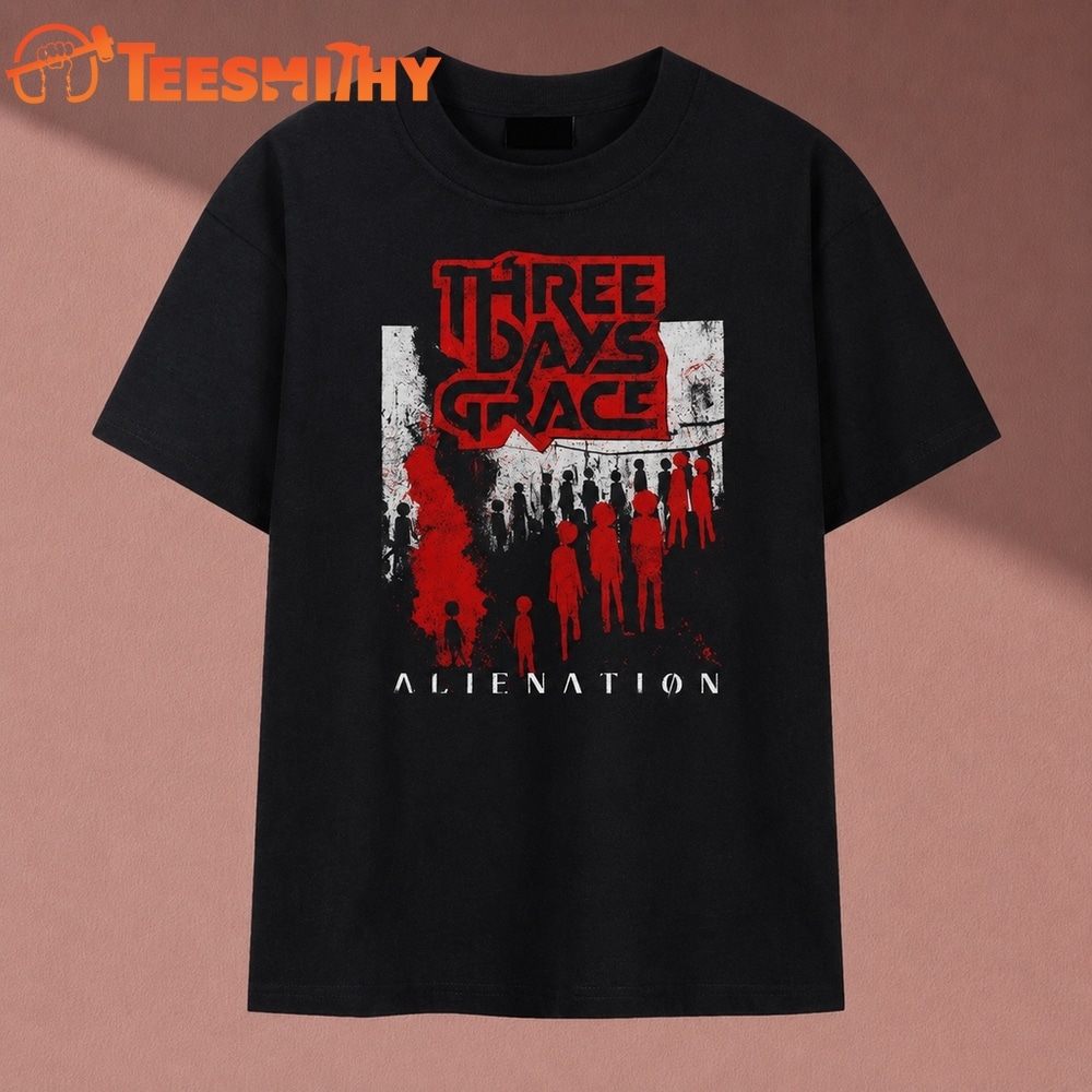 Three Days Grace Alienation Red Silhouette Graphic T Shirt