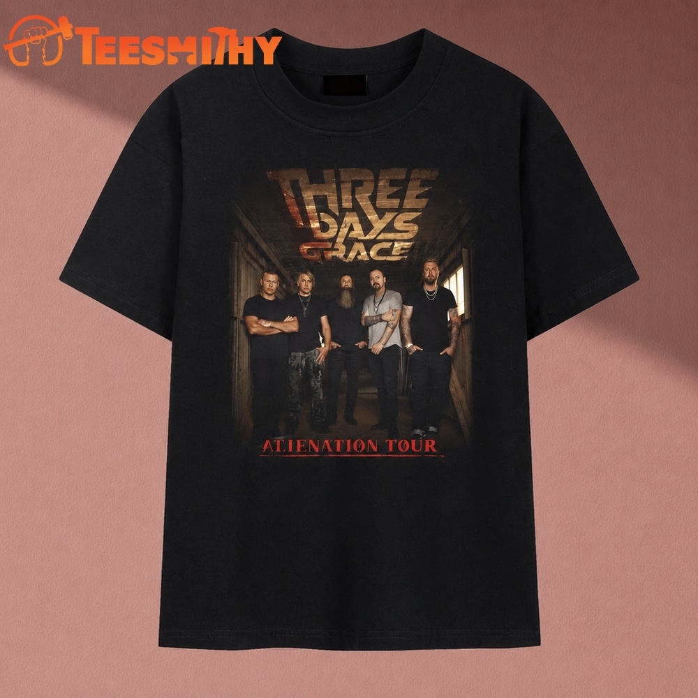 Three Days Grace Stencil Block Logo Alienation Graphic T Shirt