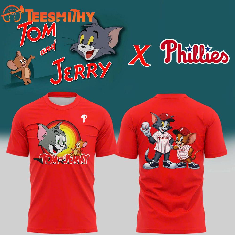 Tom and Jerry x Philadelphia Phillies Baseball T Shirt Tom and Jerry x Philadelphia Phillies Baseball T Shirt