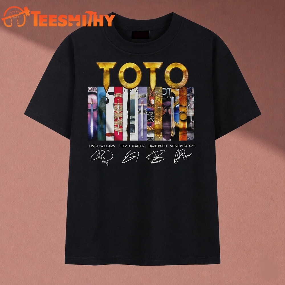 TOTO Band Graphic Discography Cast Signatures Rock T Shirt