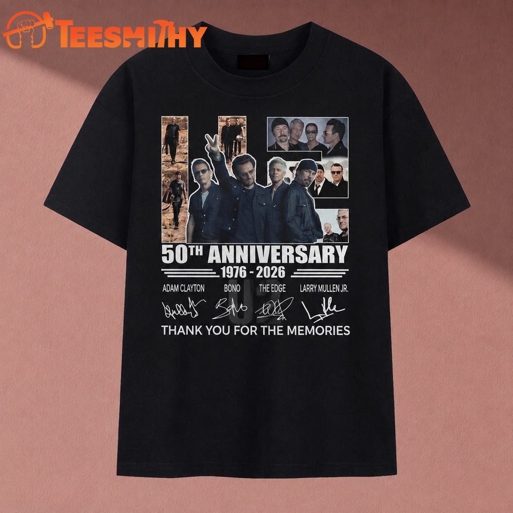 U2 50th Anniversary 1976 2026 Band Signatures Thank You Memories T Shirt