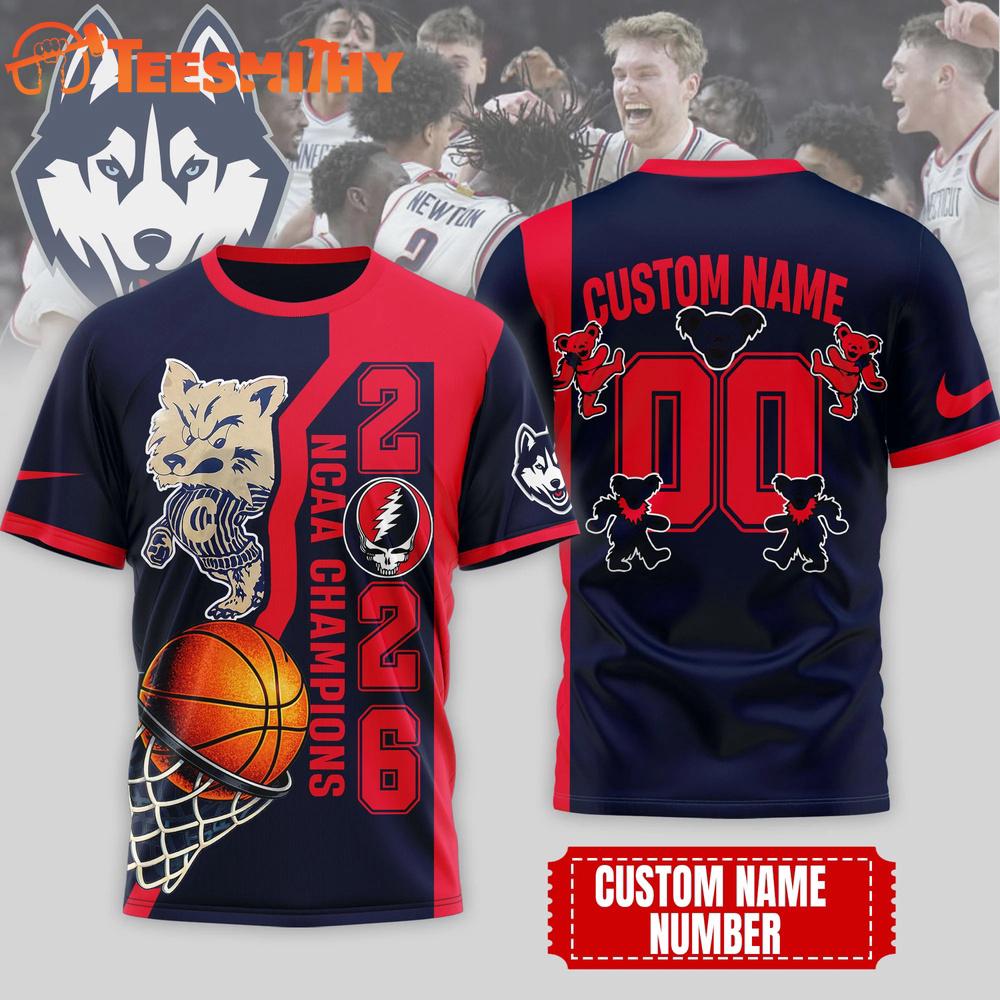 UConn Huskies NCAA Grateful Dead Court Kings 2026 3D T Shirt