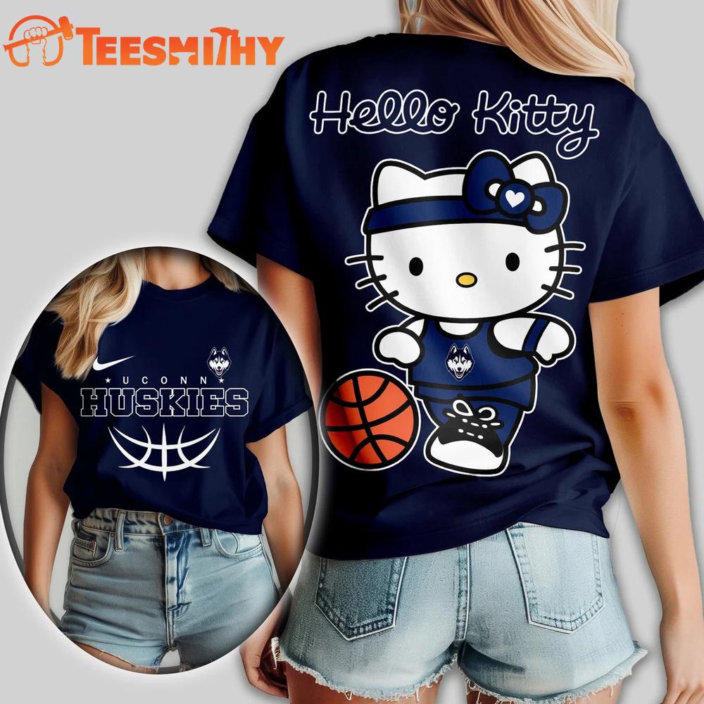 UConn Huskies NCAA Hello Kitty Basketball Unisex 3D T Shirt