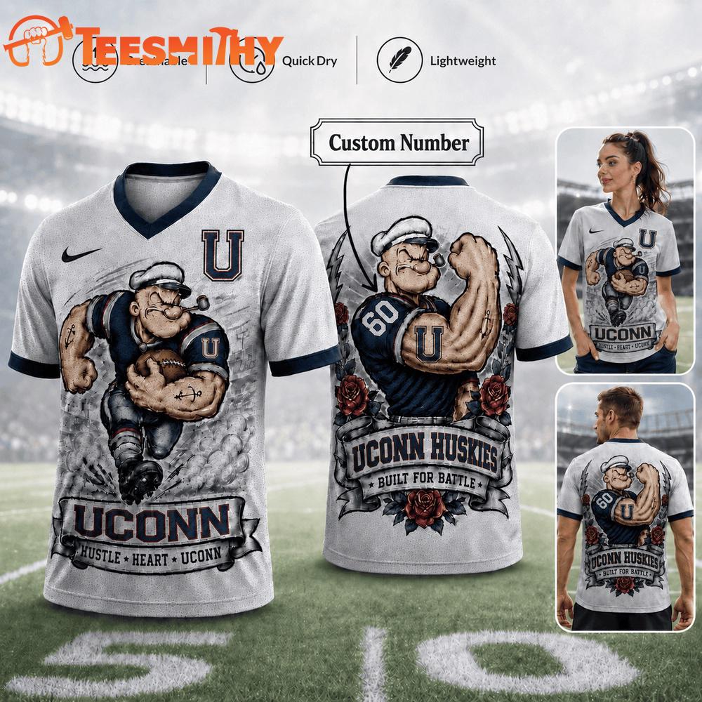 Uconn Huskies NCAA Popeye Vintage Tattoo Football Jersey