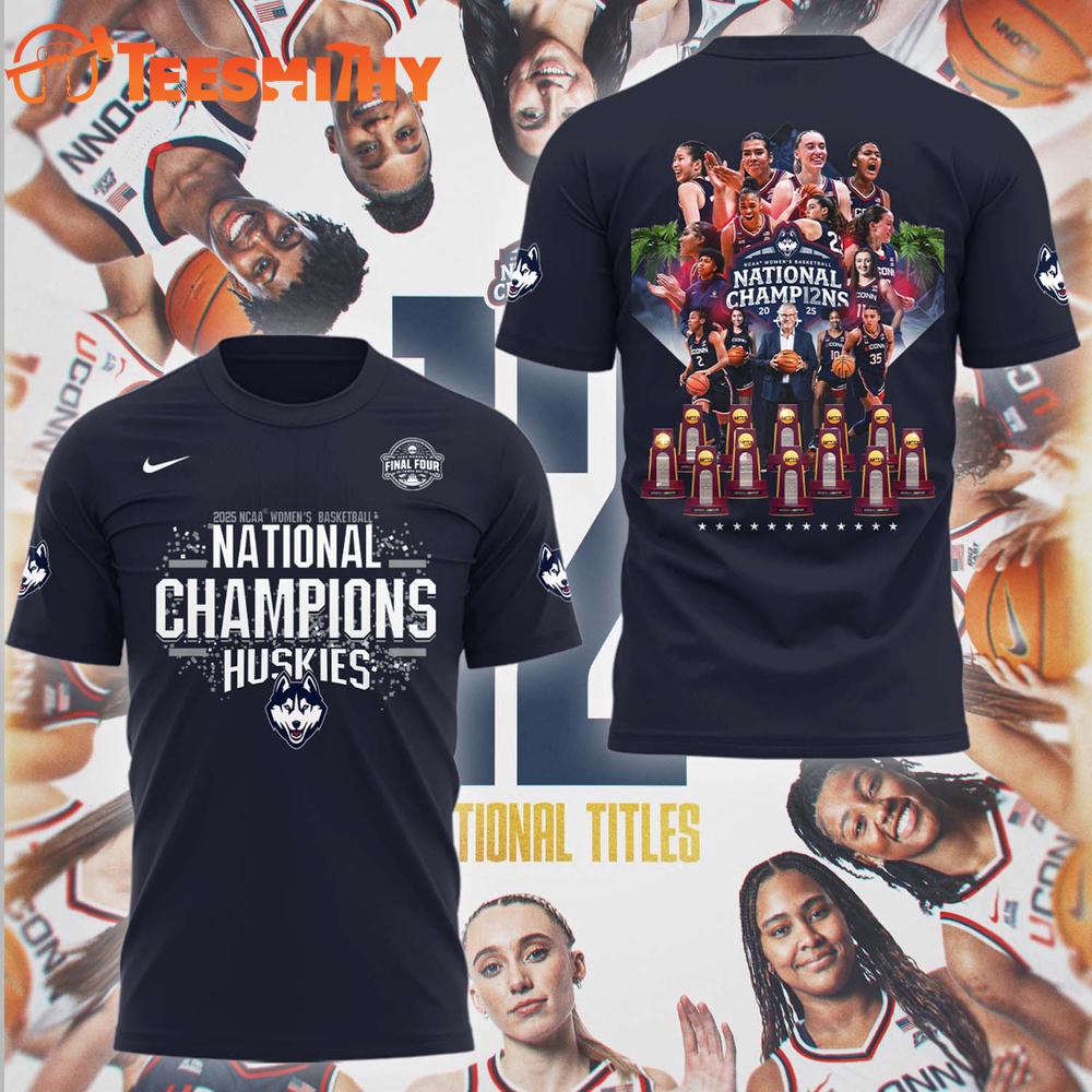 UConn Huskies Women’s Basketball 12th National Champions Team Graphic T Shirt