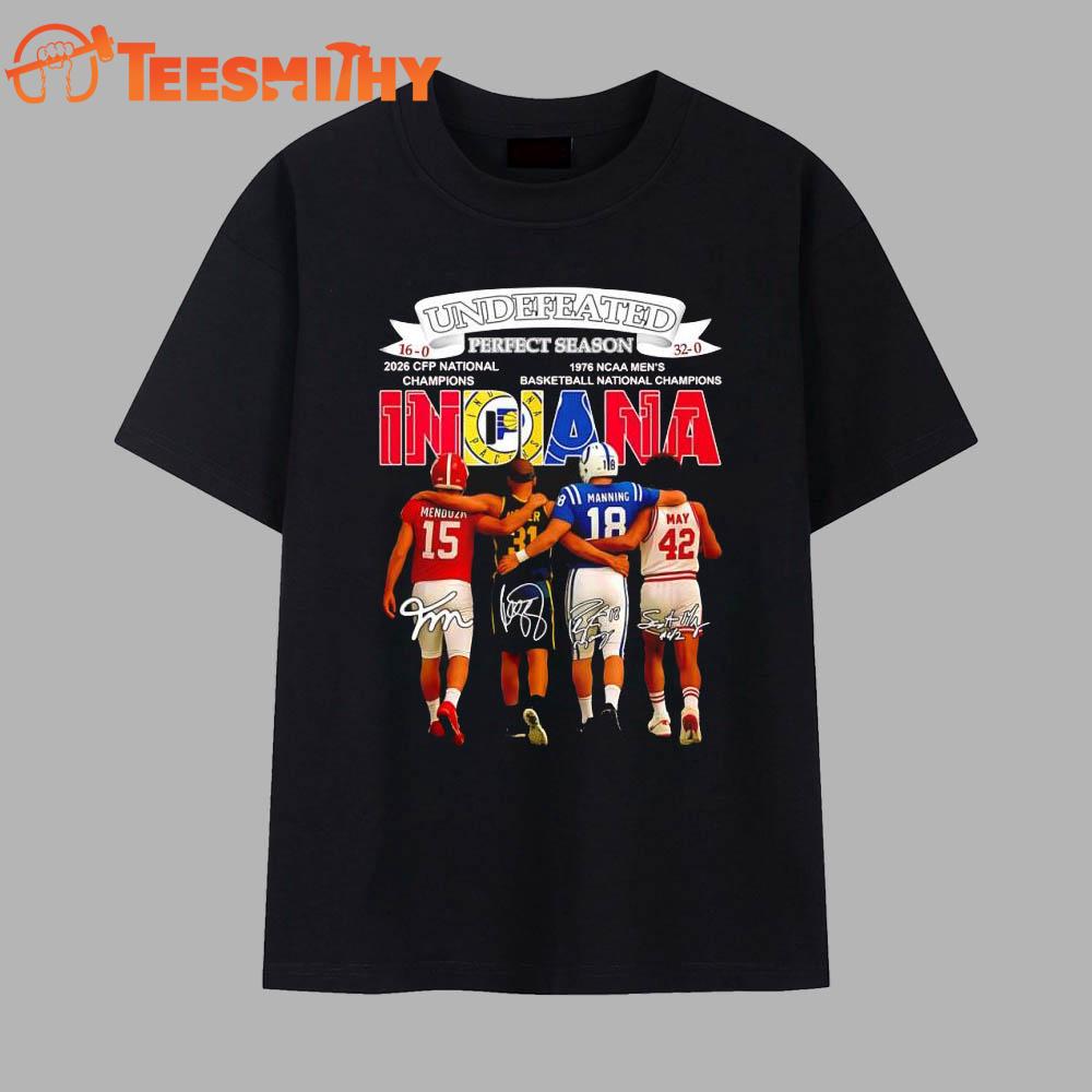 Undefeated Perfect Season Indiana Sports Players 2026 CFP National Champions signatures Vintage T Shirt