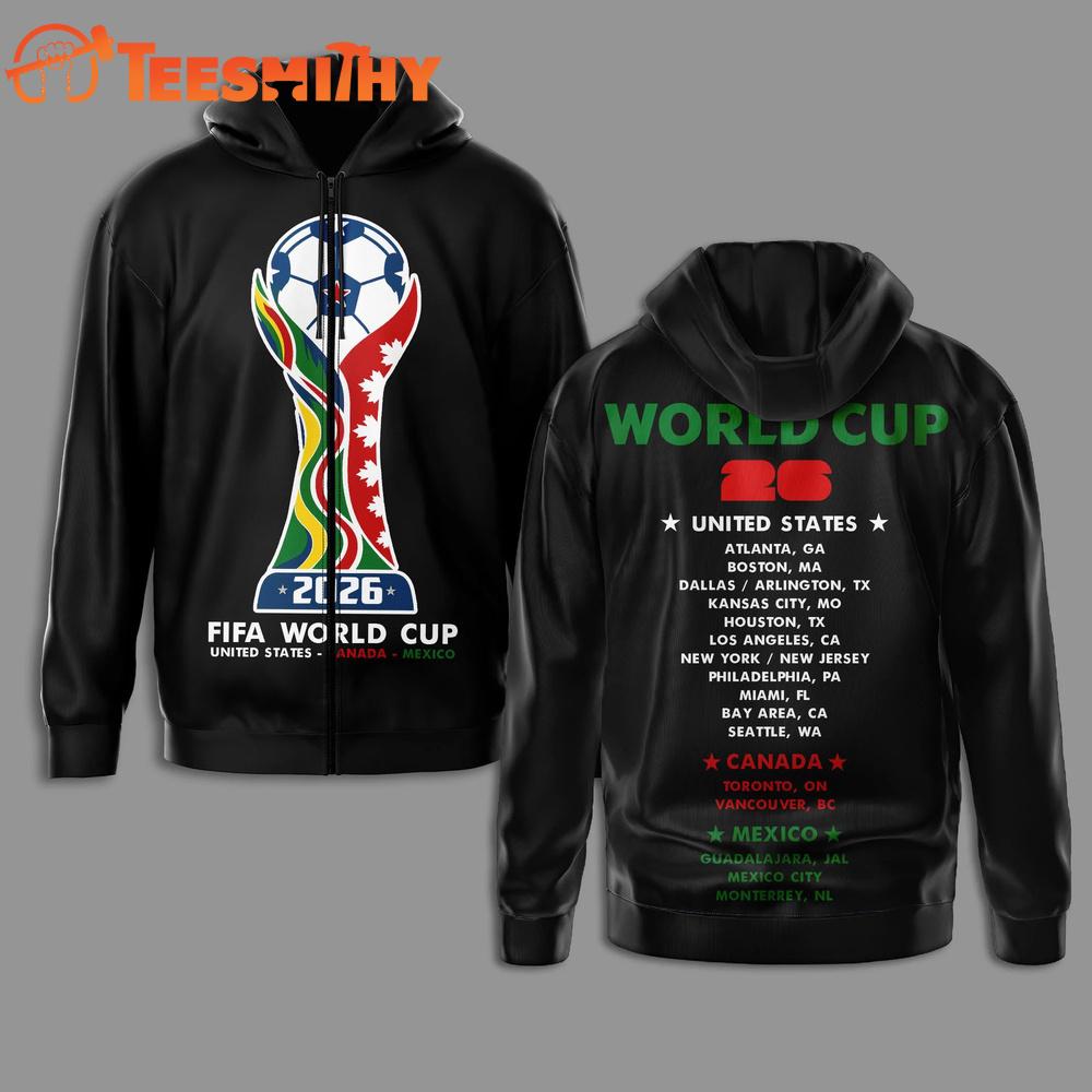 United States Fifa World Cup 2026 Black Zipper Hoodie
