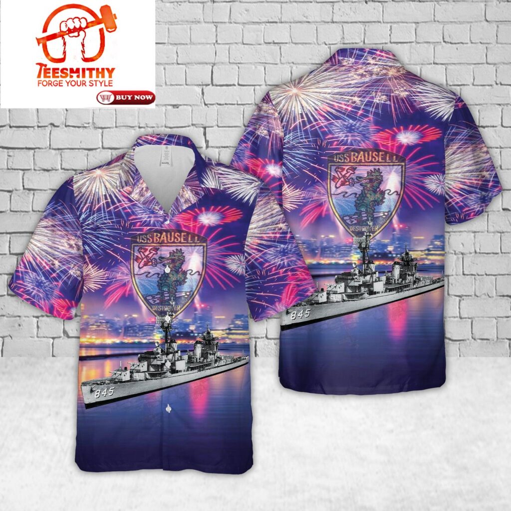 US Navy USS Bausell (DD-845) 4th Of July Hawaiian Shirt - Teesmithy