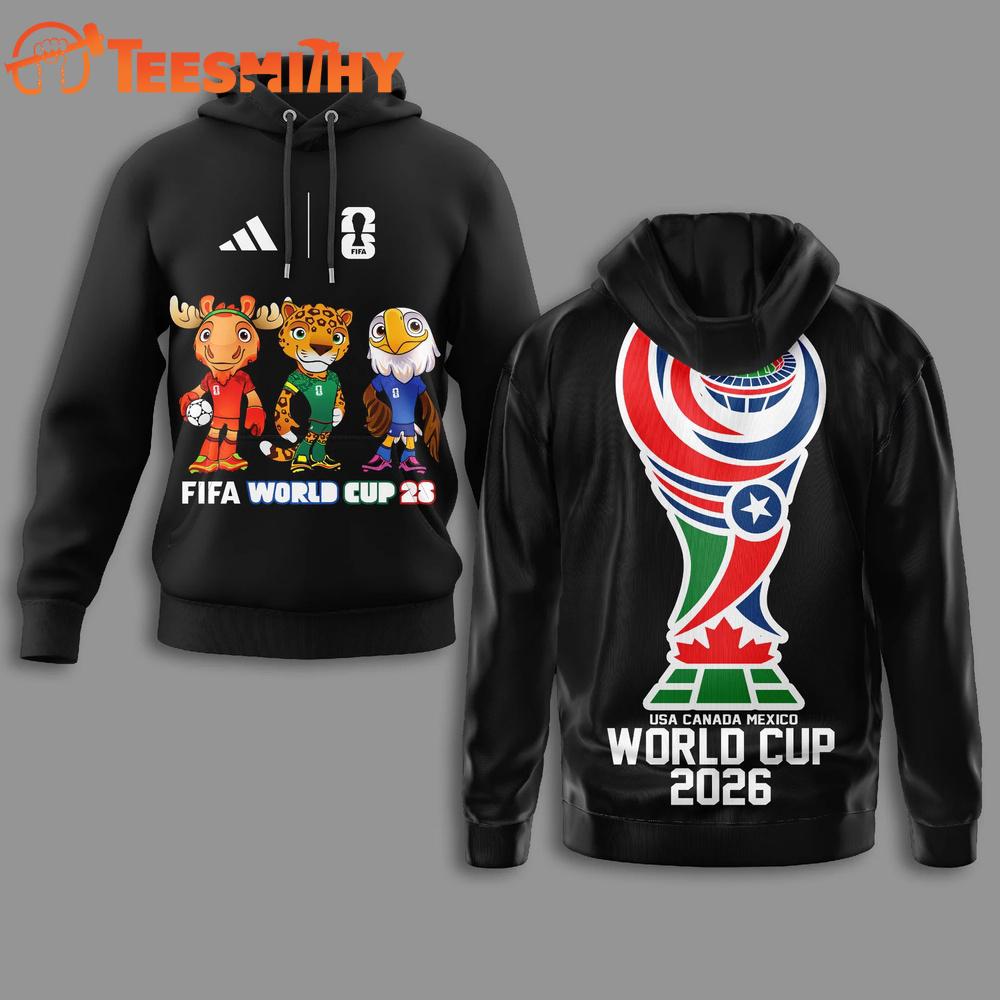 USA Canada Mexico Fifa World Cup 2026 Mascot Limited Edition Black Hoodie