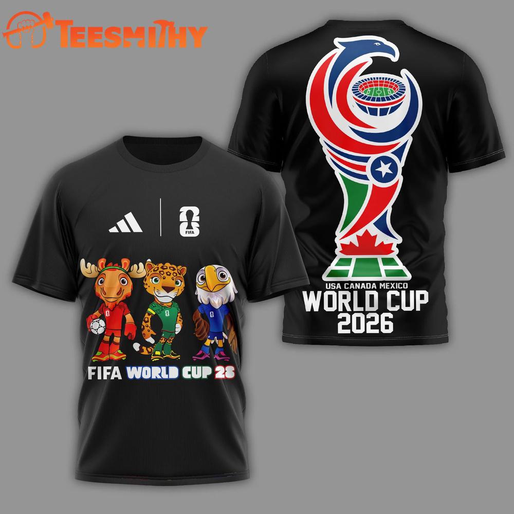 USA Canada Mexico Fifa World Cup 2026 Mascot Limited Edition Black T Shirt