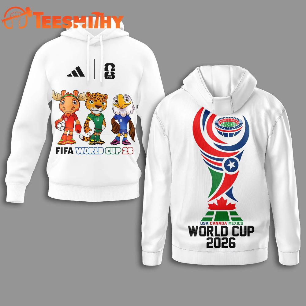 USA Canada Mexico Fifa World Cup 2026 Mascot Limited Edition White Hoodie