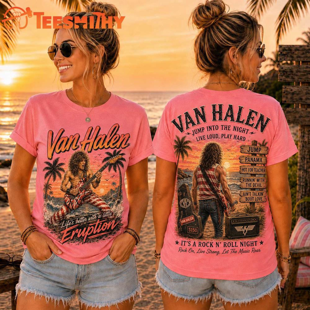 Van Halen Retro Sunset Music 3D T-Shirt
