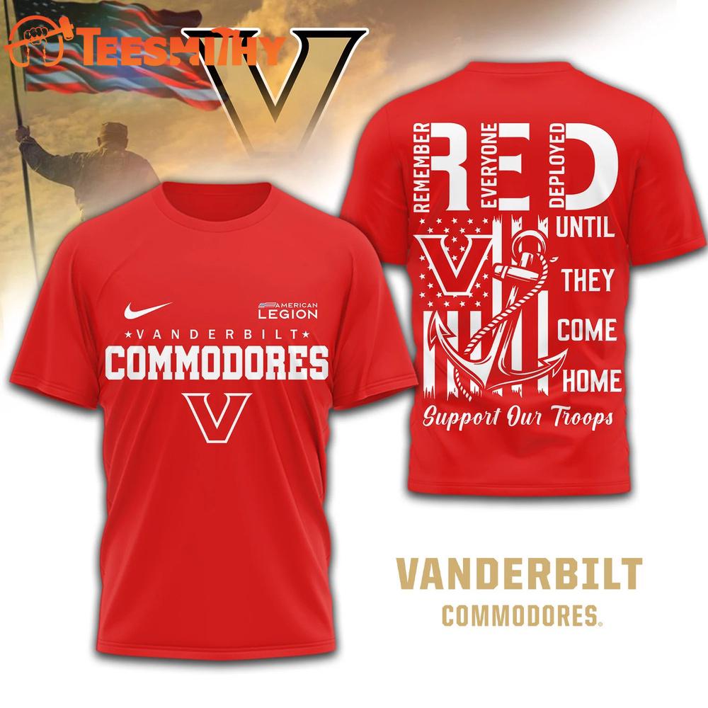 Vanderbilt Commodores 2026 NCAA Red Friday 3D T Shirt