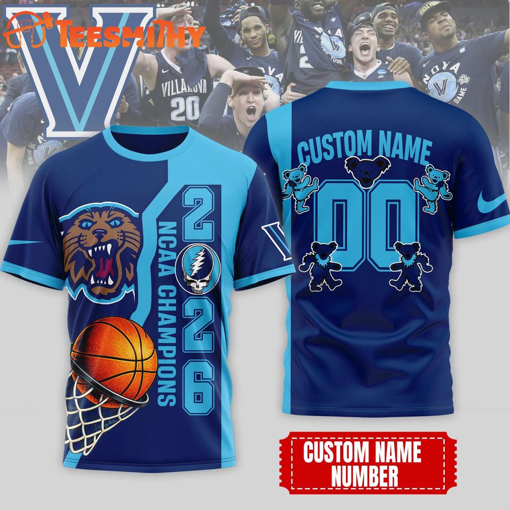 Villanova Wildcats NCAA Grateful Dead Court Kings 2026 3D T Shirt
