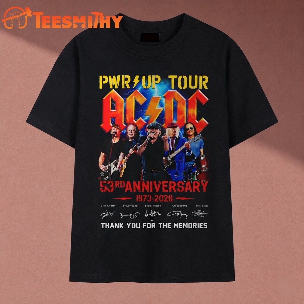 Vintage ACDC PWR UP Tour 53rd Anniversary 1973 2026 Signatures T Shirt