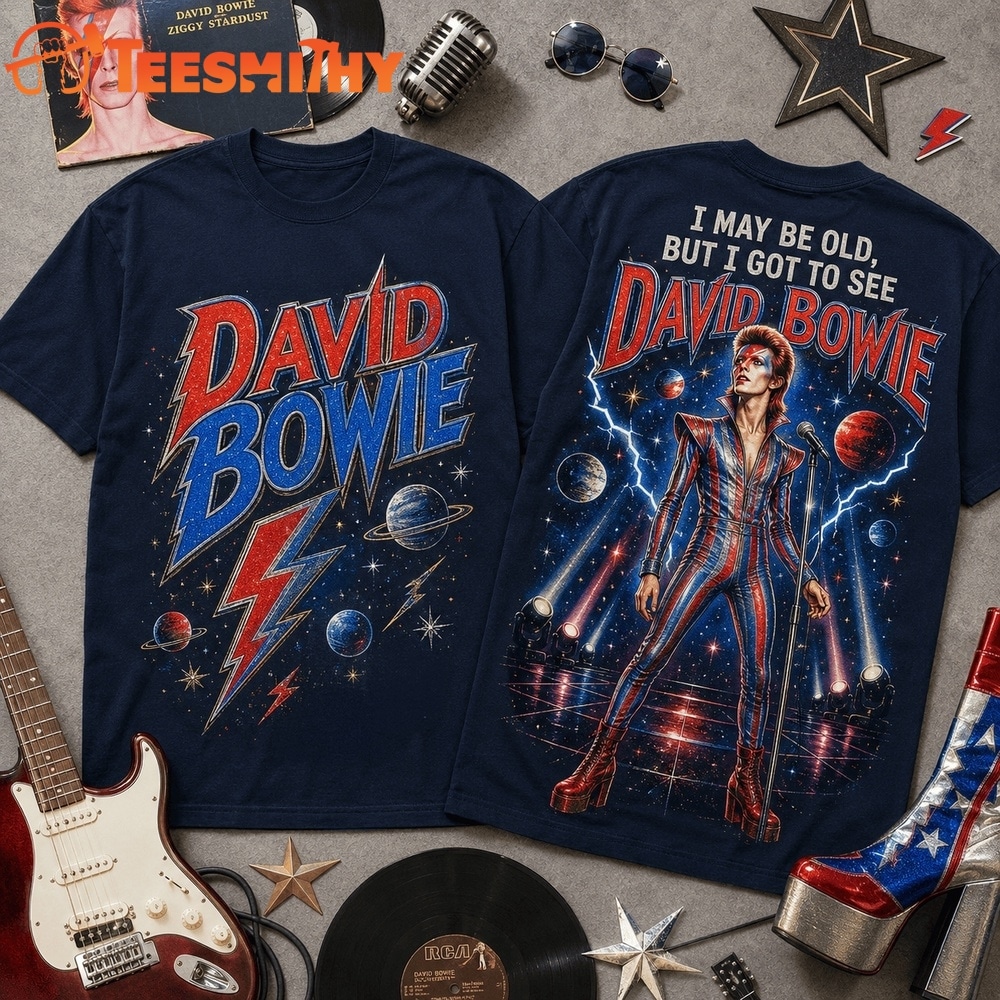 Vintage David Bowie I May Be Old Graphic 3D Shirt
