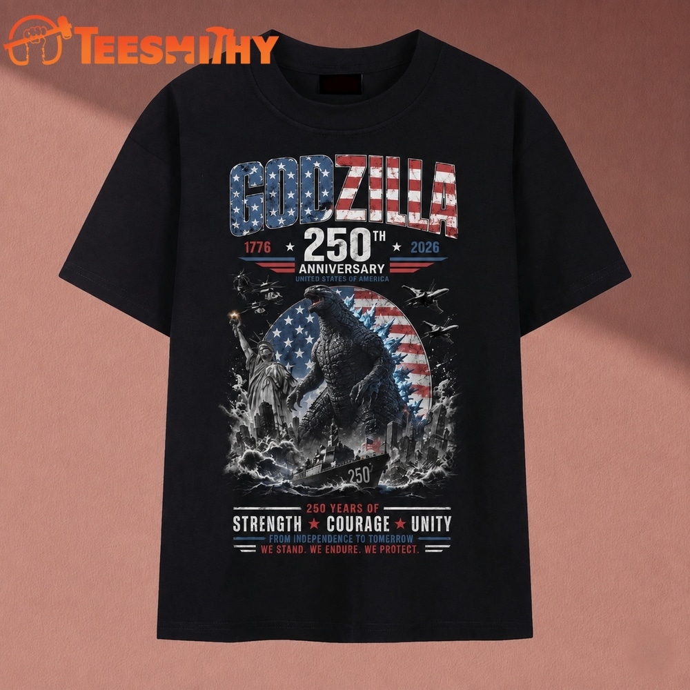 Vintage Godzilla America 250th Anniversary 1776 2026 Patriotic Graphic T Shirt