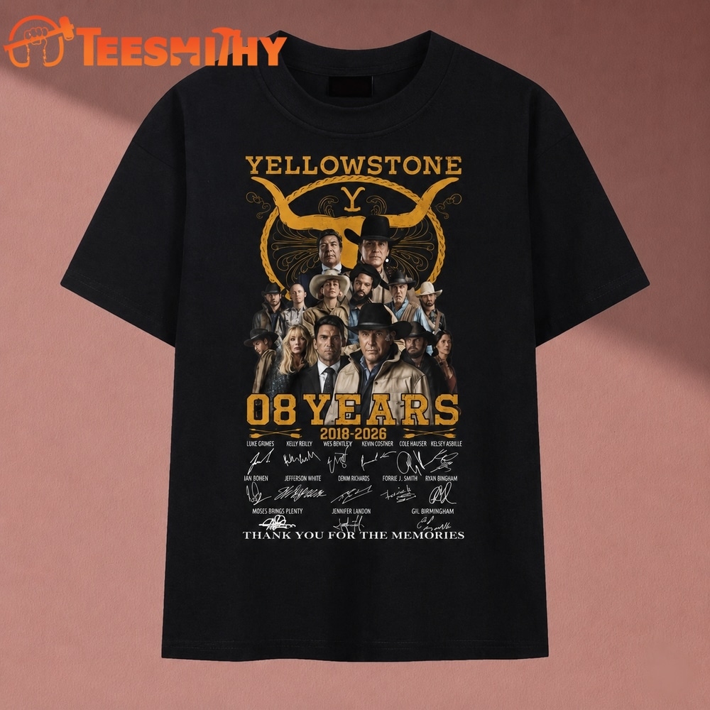 Vintage Yellowstone TV Show 08 Years 2018 2026 Cast Signatures T Shirt