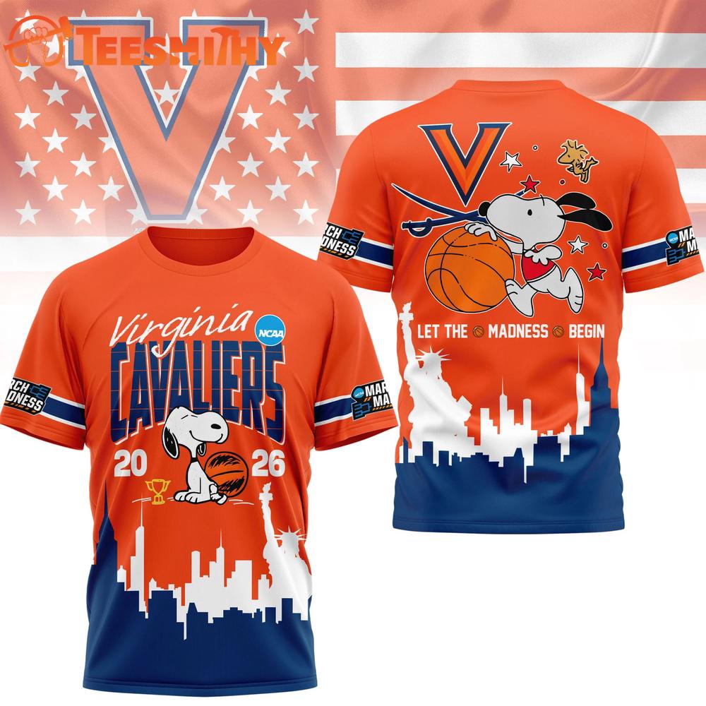 Virginia Cavaliers 2026 NCAA March Madness x Snoopy New Design 3D Shirt