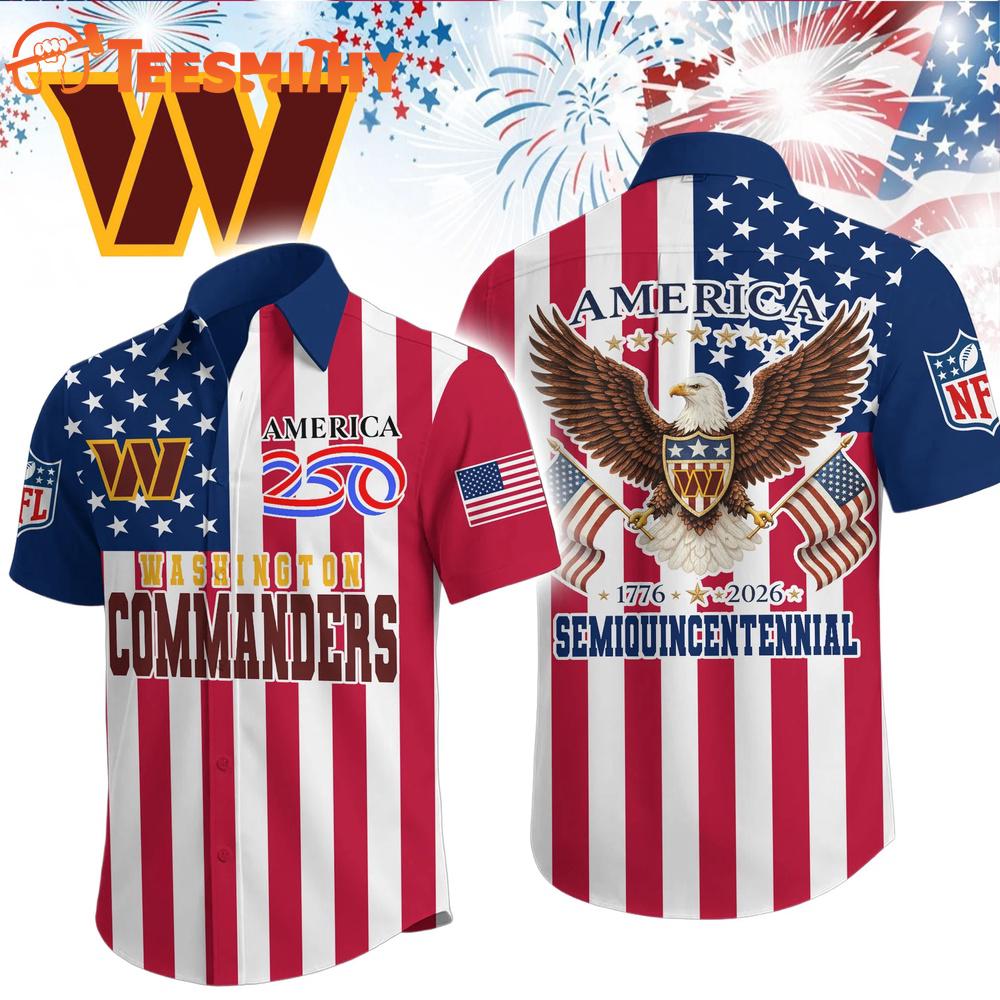 Washington Commanders 1776-2026 NFL Liberty Eagle Patriotic 250 Years America Hawaiian Shirt