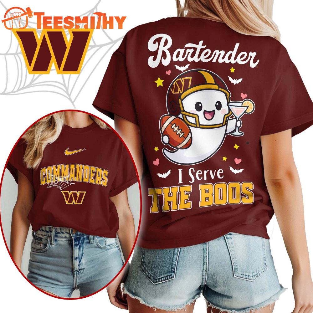 Washington Commanders 2025 NFL Bartender Halloween Fan All Over Print Shirt Washington Commanders 2025 NFL Bartender Halloween Fan All Over Print Shirt