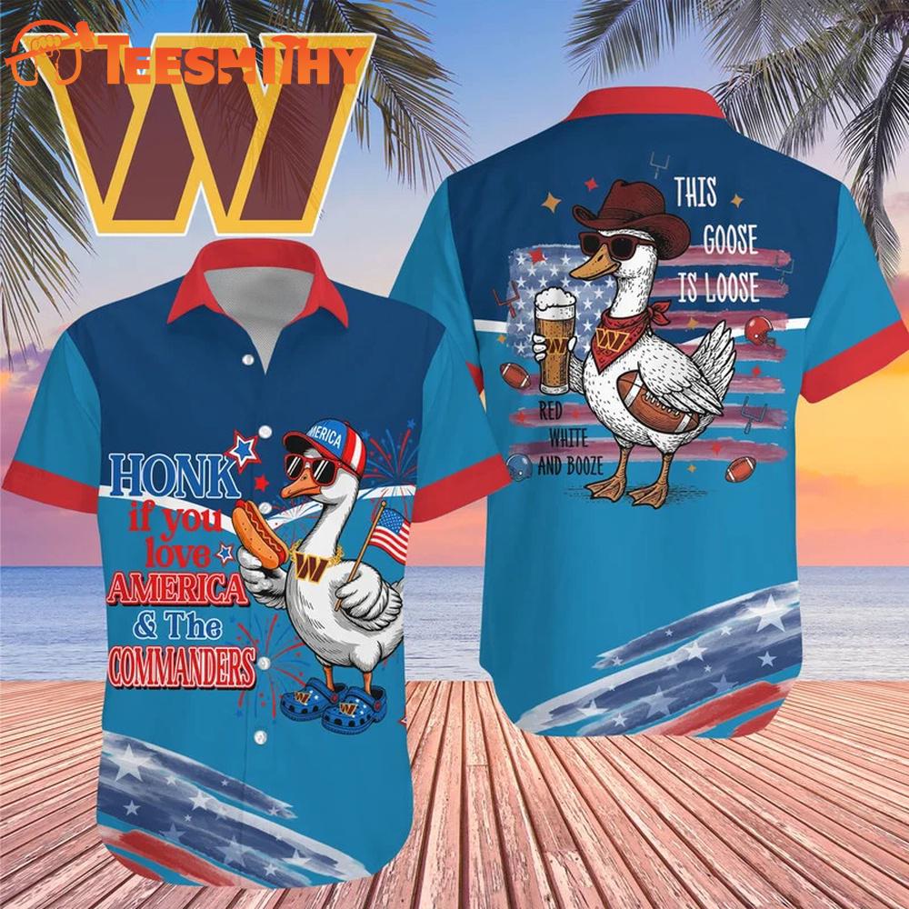 Washington Commanders 2026 NFL America Flag Goose Hawaiian Shirt