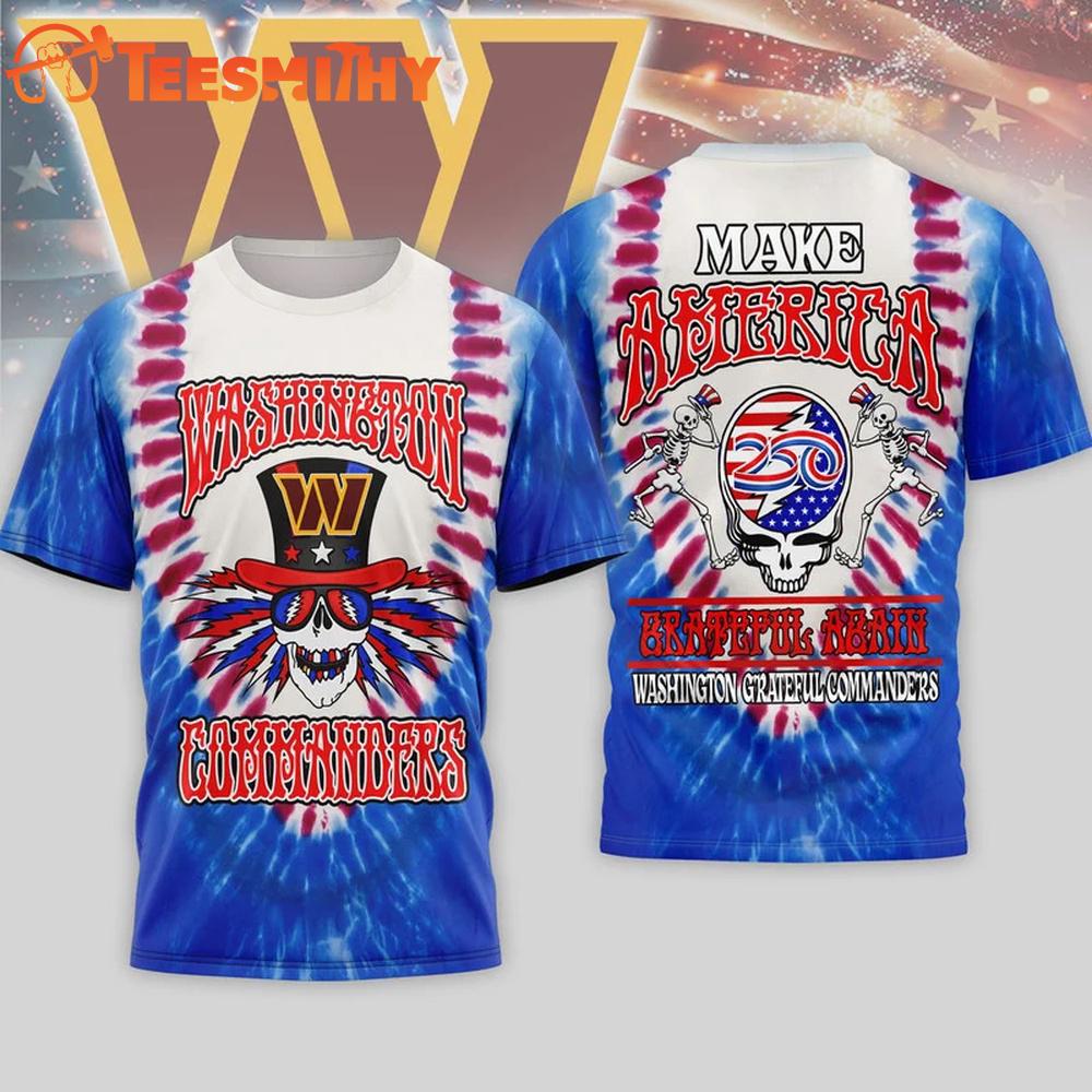 Washington Commanders 2026 NFL Grateful Dead 250 Years Of America 3D T Shirt