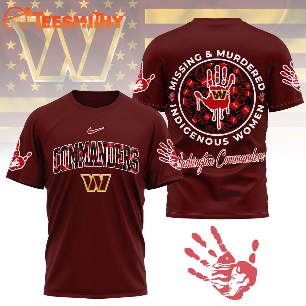 Washington Commanders 2026 NFL Missing Murdered Indigenous Women Awareness 3D Shirt