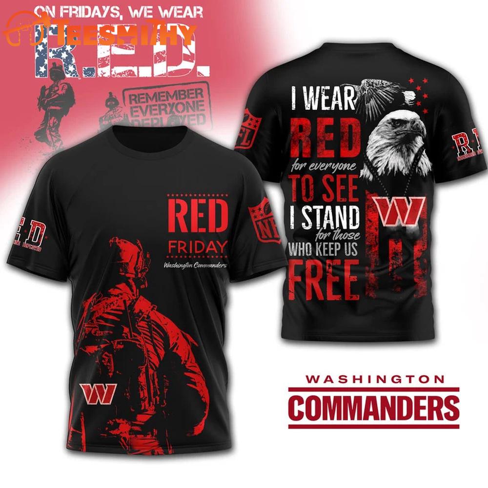 Washington Commanders 2026 NFL RED Friday 3D T Shirt