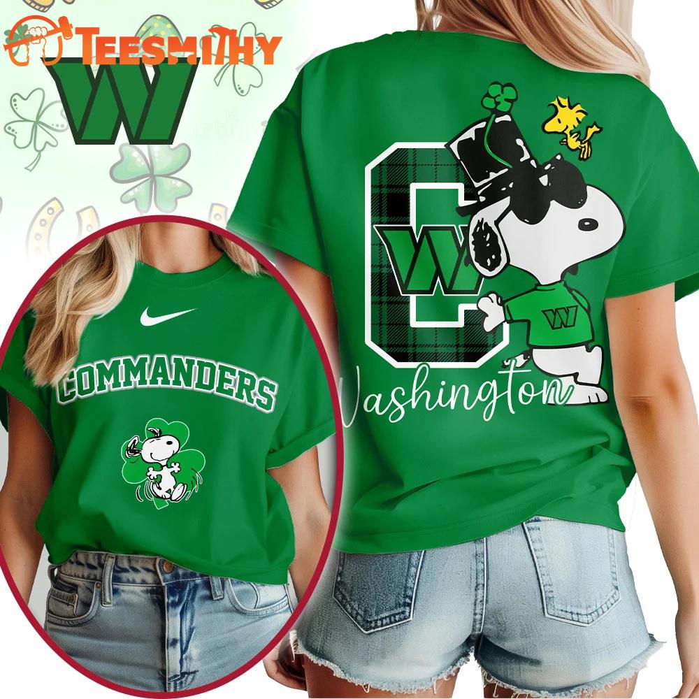 Washington Commanders 2026 NFL Snoopy St. Patricks Day Unisex 3D Shirt