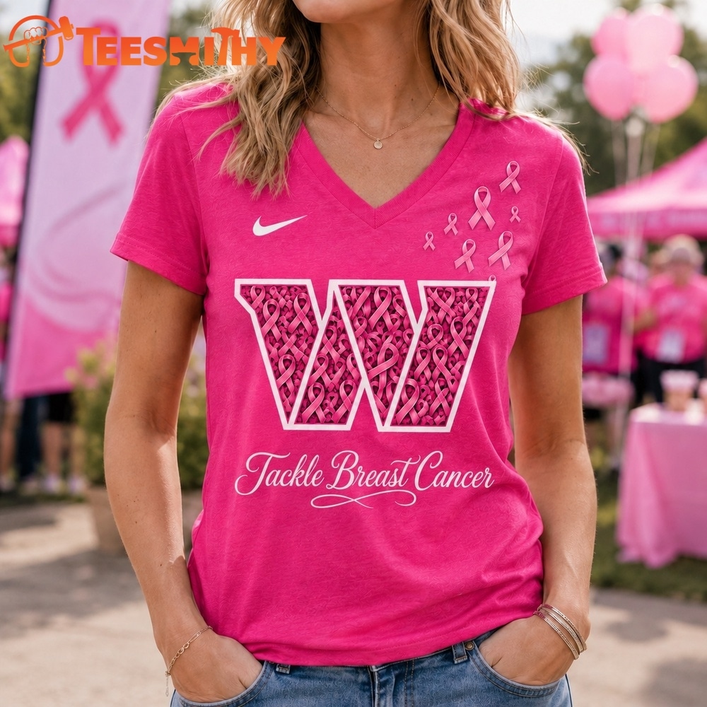 Washington Commanders 2026 NFL Tackle Breast Cancer V neck T Shirt