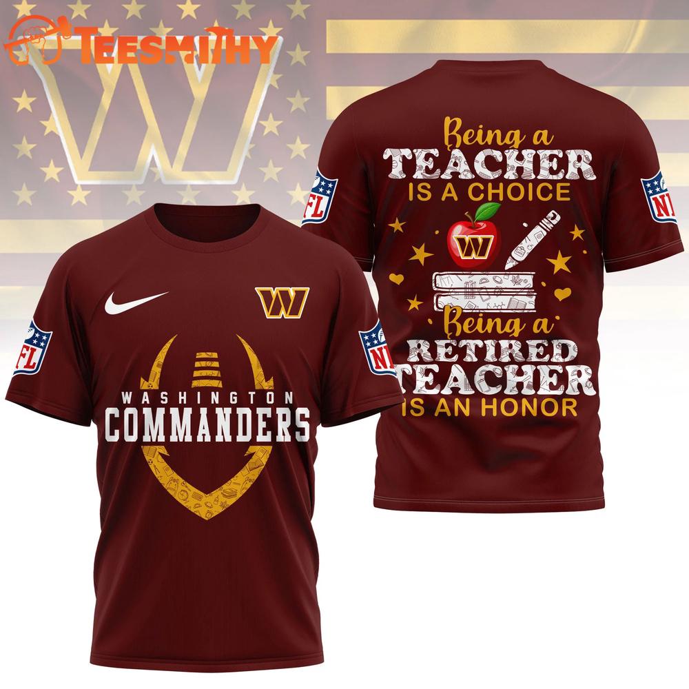Washington Commanders 2026 NFL Teacher Honor 3D T Shirt