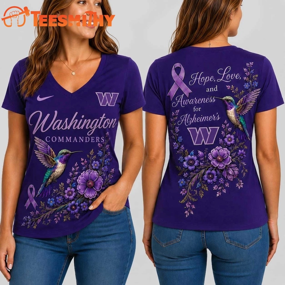 Washington Commanders NFL Alzheimer’s Awareness Month V neck T Shirt