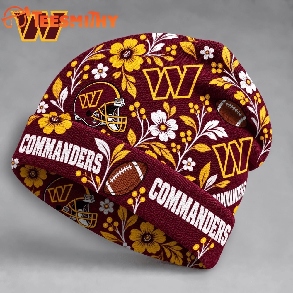 Washington Commanders NFL Floral Team Pride Christmas Beanie Hats