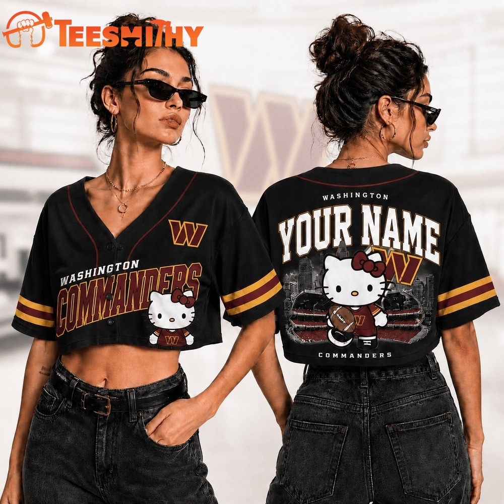 Washington Commanders NFL Hello Kitty Personalized Crop Top Baseball Jersey