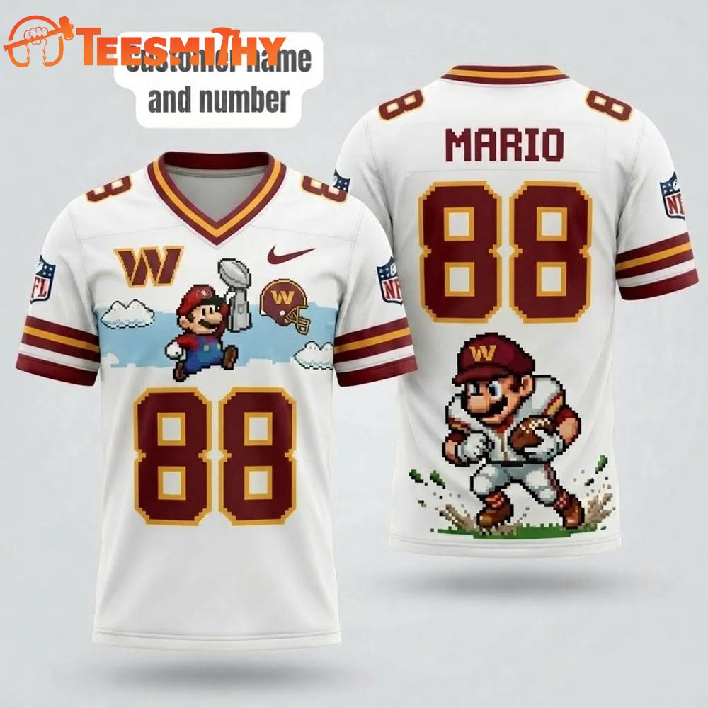 Washington Commanders NFL Mario 2026 Design Football Jersey