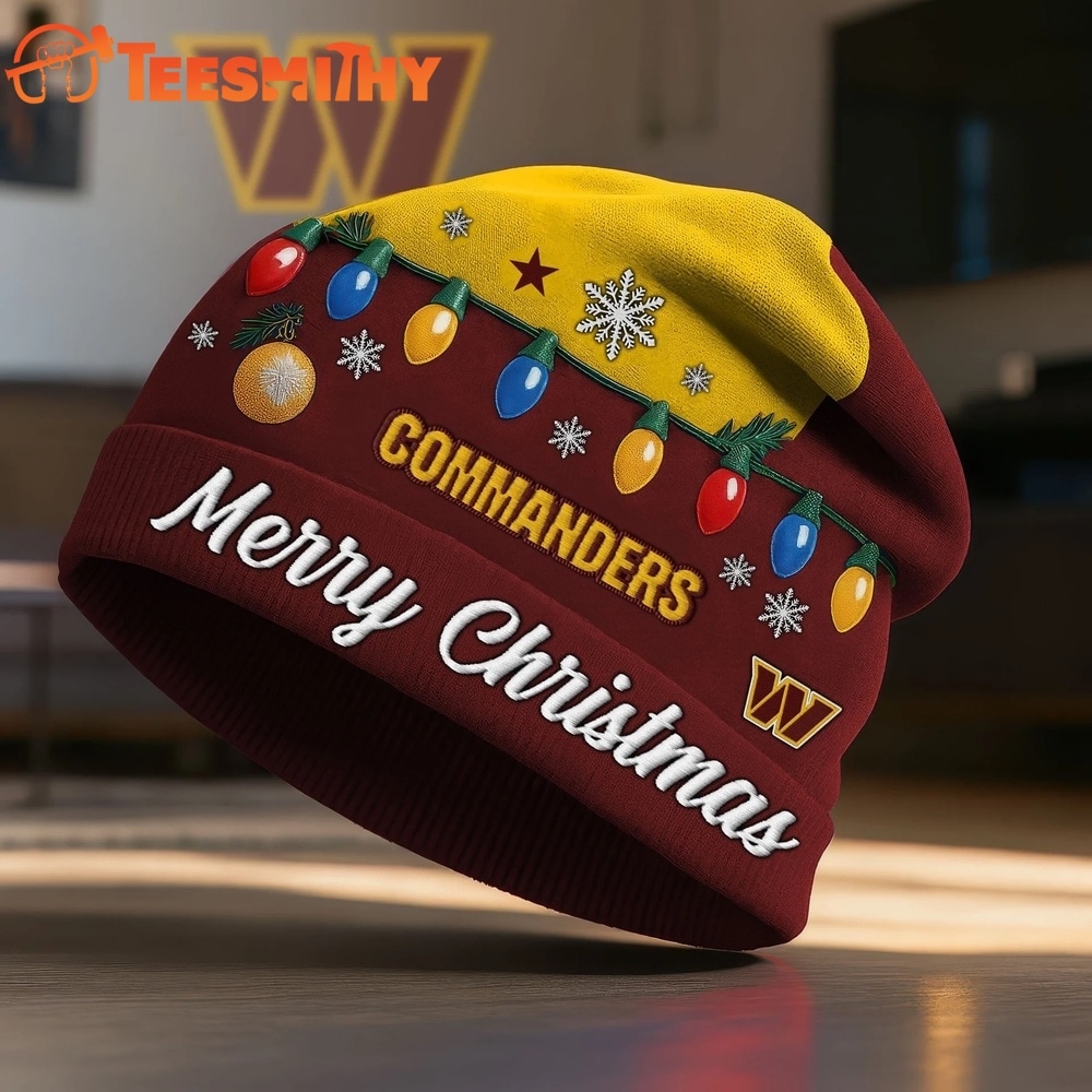 Washington Commanders NFL Merry Christmas Beanie Hat