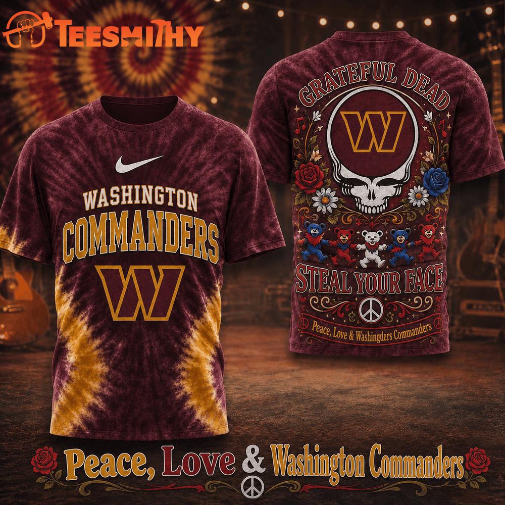 Washington Commanders NFL Peace Love Greateful Dead Special New 3D Shirt